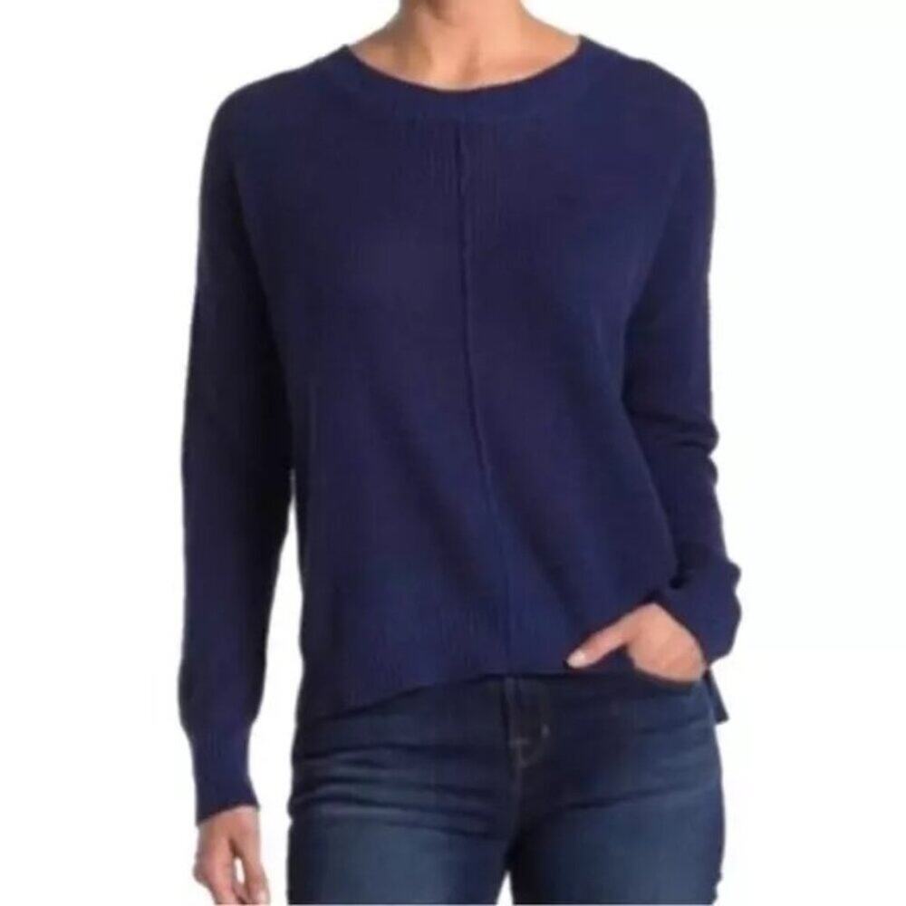 SWEET ROMEO Seed Stitch Pullover Sweater In Navy, M, NWT